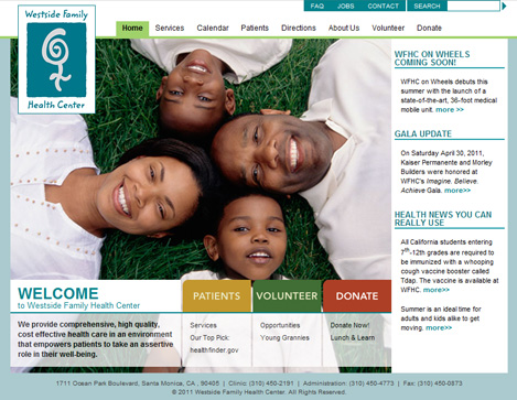 Westside Family Health Center's new website created with pro bono support.