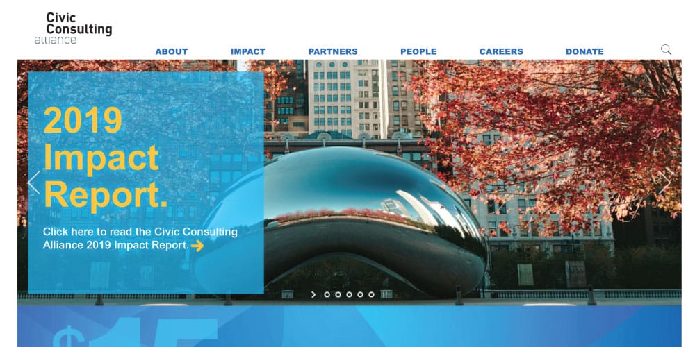a screenshot of Civic Consulting Alliance homepage