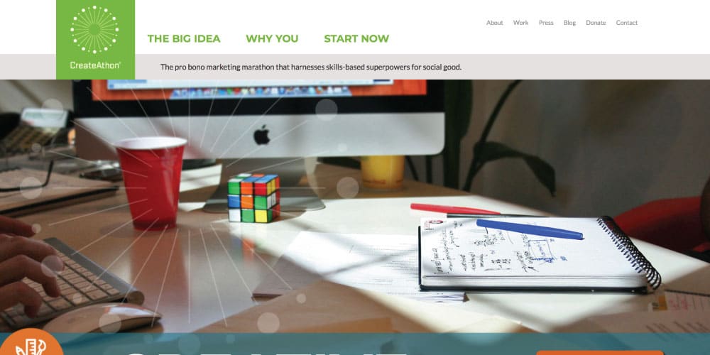A screenshot of CreatAthon's homepage.