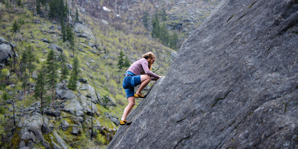 climbing a rock